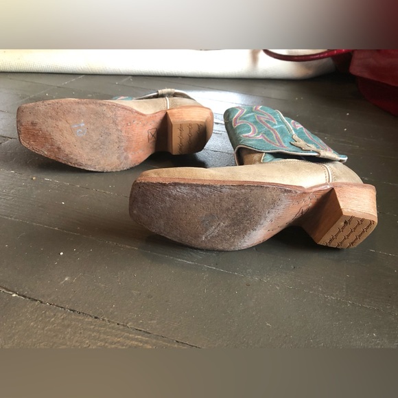 Twisted X stepping out cuff tan/teal cowboy western block heel size 7B - Picture 4 of 13